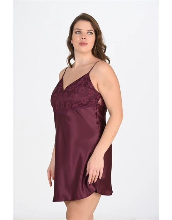 Beruflic Büyük Beden Mürdüm Gecelik 2108