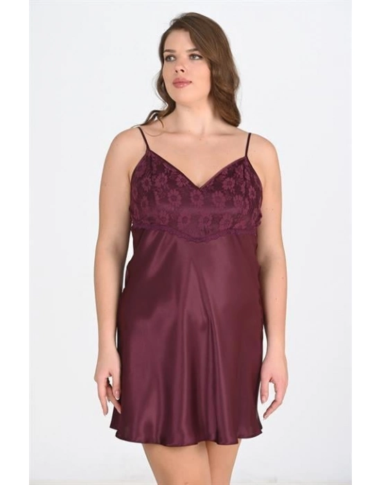 Beruflic Büyük Beden Mürdüm Gecelik 2108