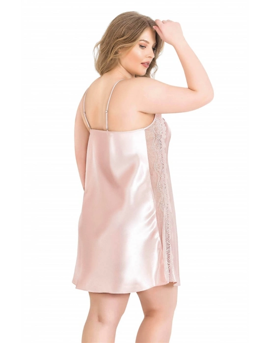 Beruflic  Büyük Beden Pudra Kısa Saten Gecelik