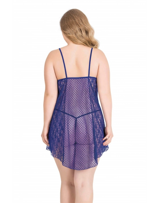 Beruflic  Büyük Beden Saks Kısa Tül Gecelik