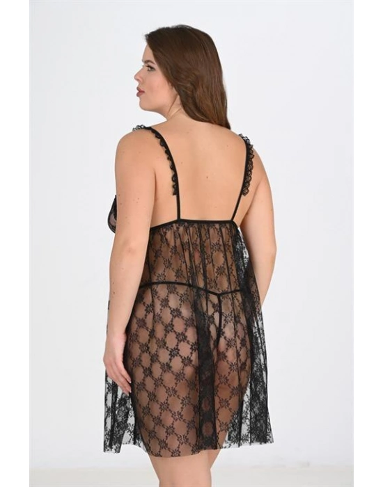 Beruflic Büyük Beden Siyah Gecelik 3041