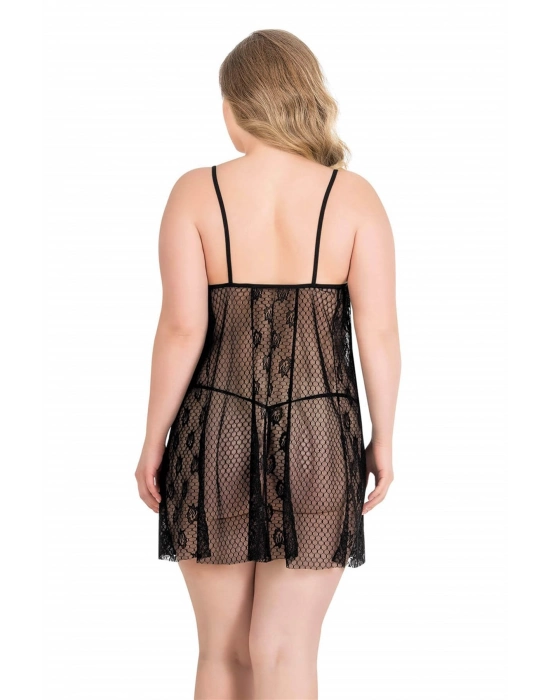 Beruflic  Büyük Beden Siyah Kısa Tül Gecelik