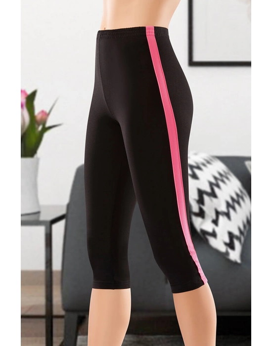 Beruflic Çizgili Kısa Sporcu Kadın Kapri Tayt 0535