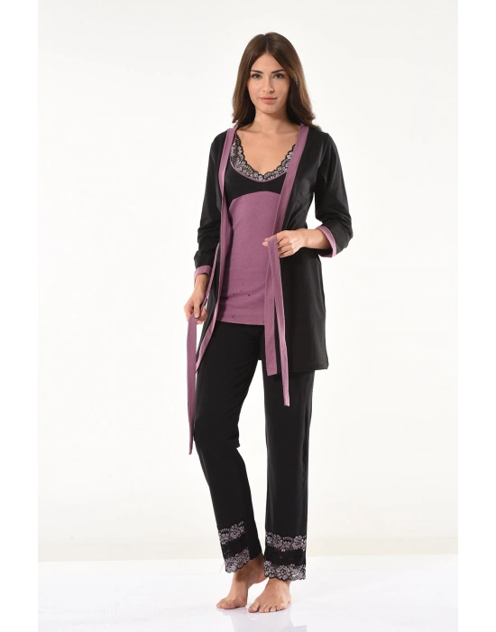 Beruflic Dantel Detaylı Gecelik Sabahlık Takım 1043