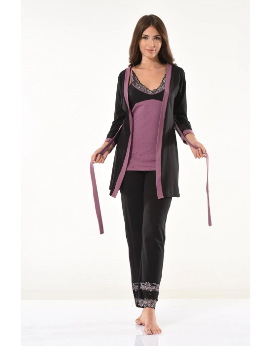 Beruflic Dantel Detaylı Gecelik Sabahlık Takım 1043