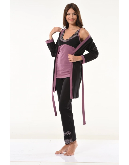 Beruflic Dantel Detaylı Gecelik Sabahlık Takım 1043