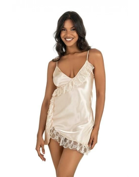 Beruflic Fildişi Kısa Saten Gecelik 8229