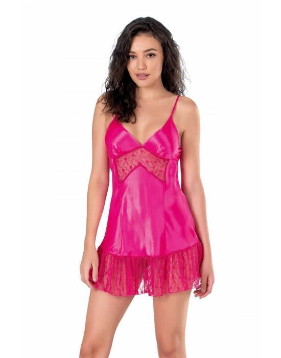 Beruflic  Fuşya Kısa Saten Gecelik