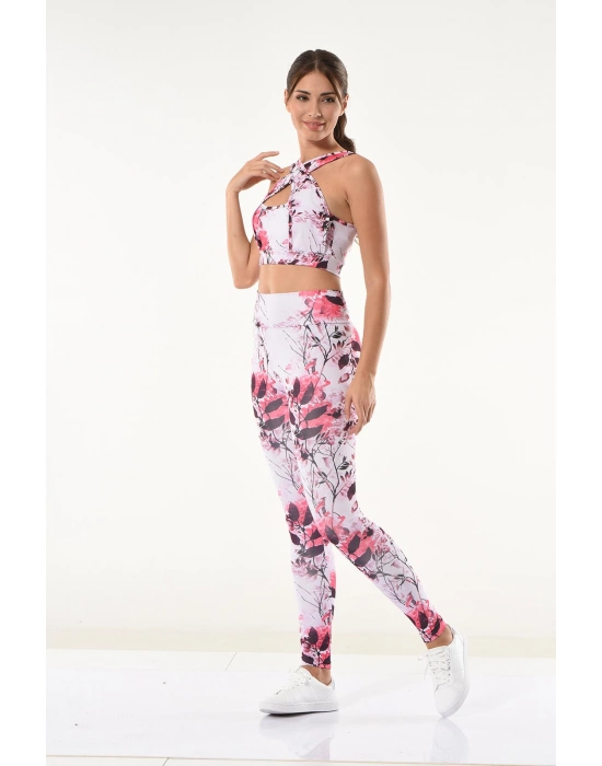 Beruflic Kadın Çiçek Desenli Büstiyer Tayt Takım 530
