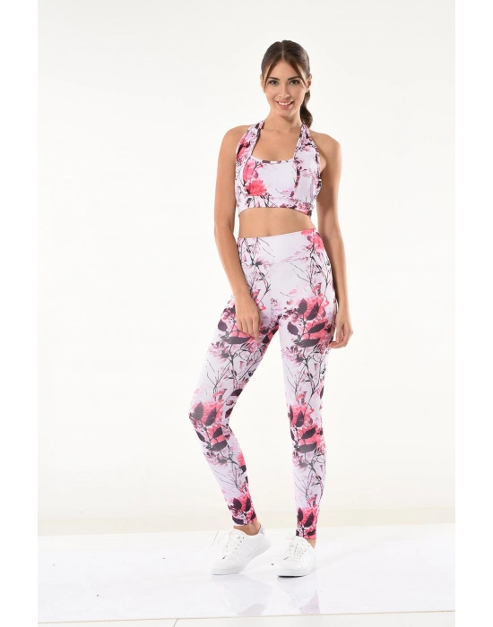 Beruflic Kadın Çiçek Desenli Büstiyer Tayt Takım 530