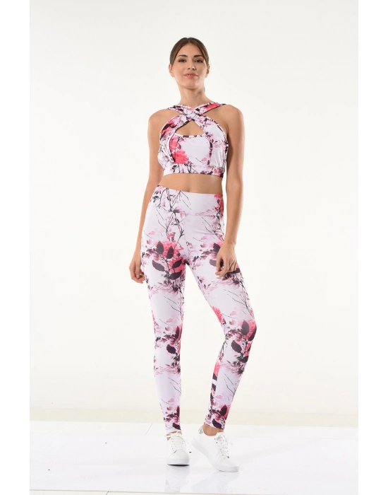 Beruflic Kadın Çiçek Desenli Büstiyer Tayt Takım 530