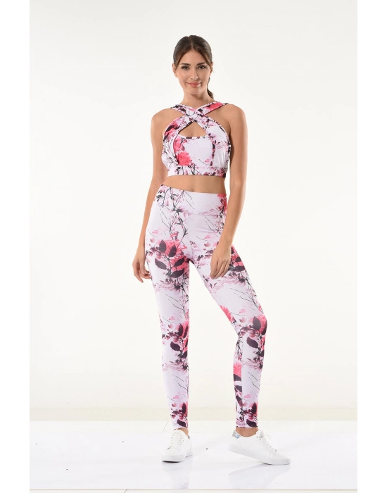 Beruflic Kadın Çiçek Desenli Büstiyer Tayt Takım 530