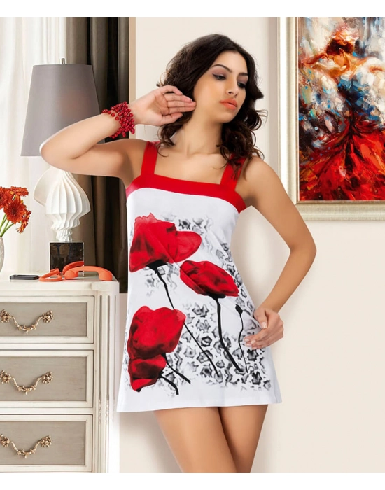 Beruflic Kare Yaka Çiçek Desenli Tunik 903