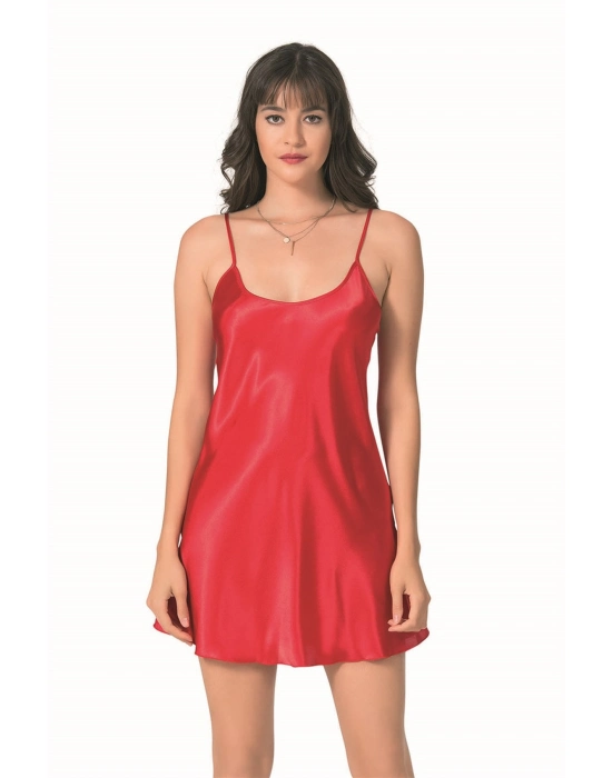 Beruflic  Kırmızı Kısa Saten Gecelik