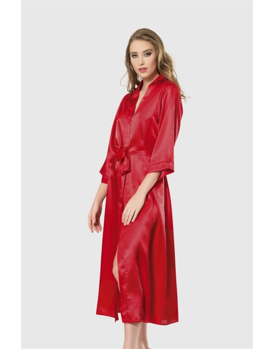 Beruflic  Kırmızı Uzun Saten Sabahlık