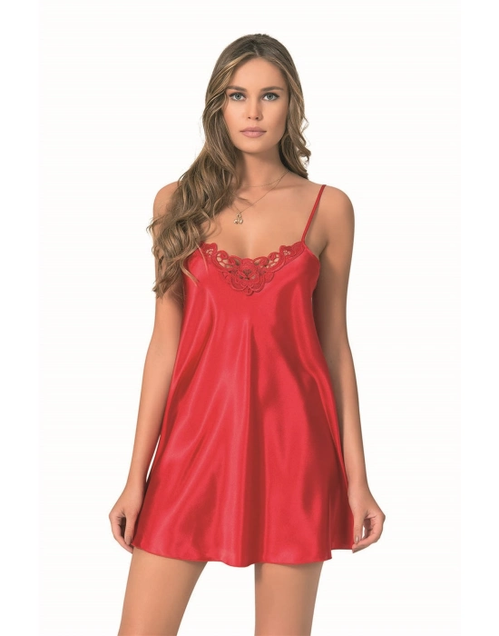 Beruflic  Kırmızı kısa Saten Gecelik