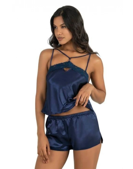 Beruflic Lacivert Saten Şort Takımı