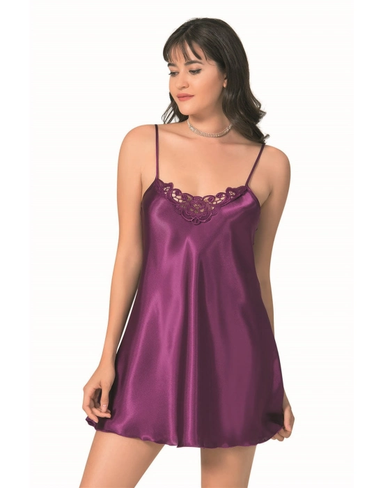 Beruflic  Mor Kısa Saten Gecelik