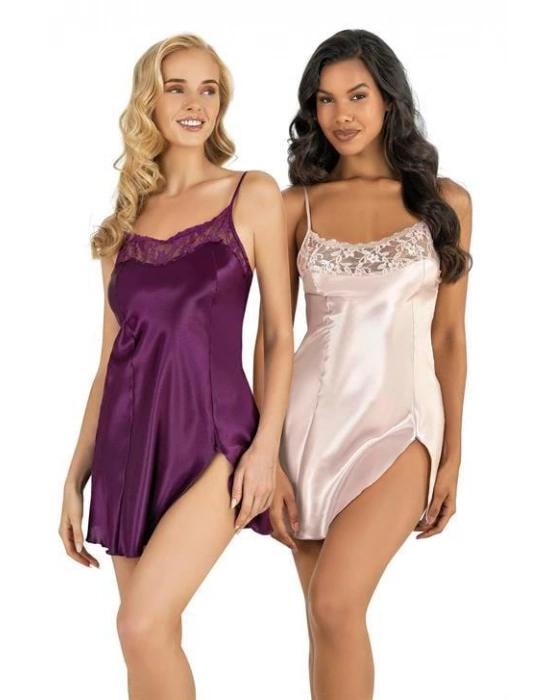 Beruflic Mor Kısa Saten Gecelik 8217