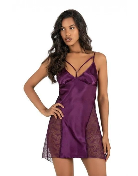 Beruflic Mor Kısa Saten Gecelik 8233