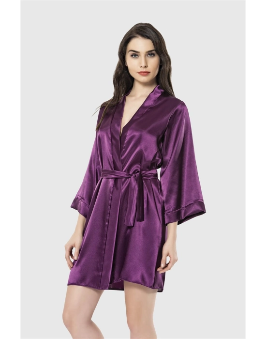 Beruflic  Mor Kısa Saten Sabahlık