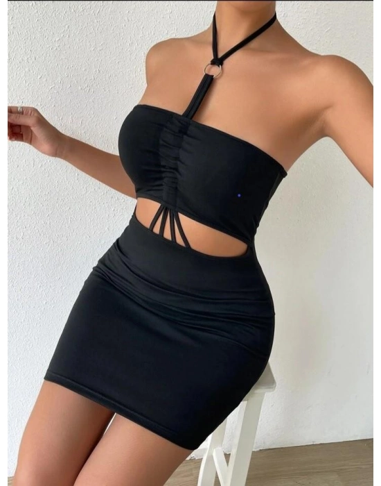 Beruflic Önden Büzgülü Mini Elbise