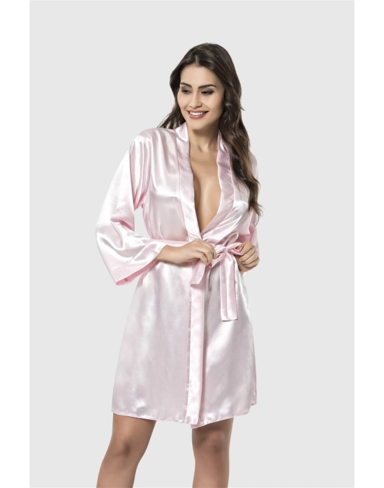Beruflic  Pembe Kısa Saten Sabahlık