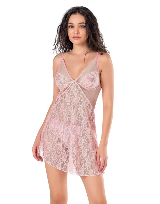Beruflic  Pembe Kısa Tül Gecelik