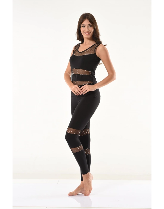 Beruflic Puantiyeli Transparan Tayt Takım 1504