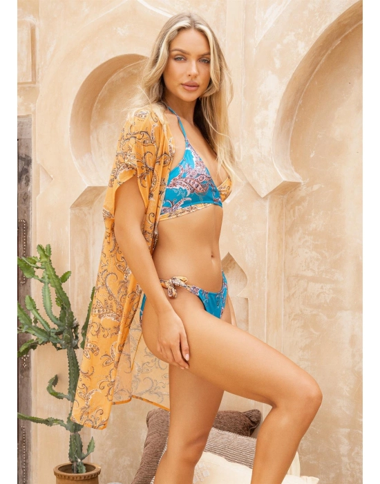 Beruflic Şal Desenli Önü Açık Kısa Pareo