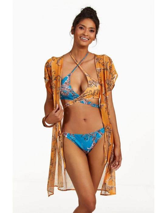 Beruflic Şal Desenli Önü Açık Kısa Pareo