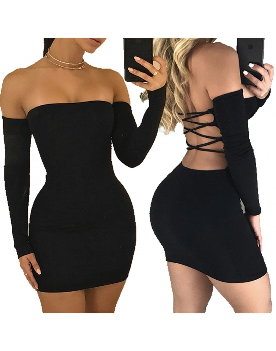 Beruflic Sırt Dekolteli Straplez Mini Elbise