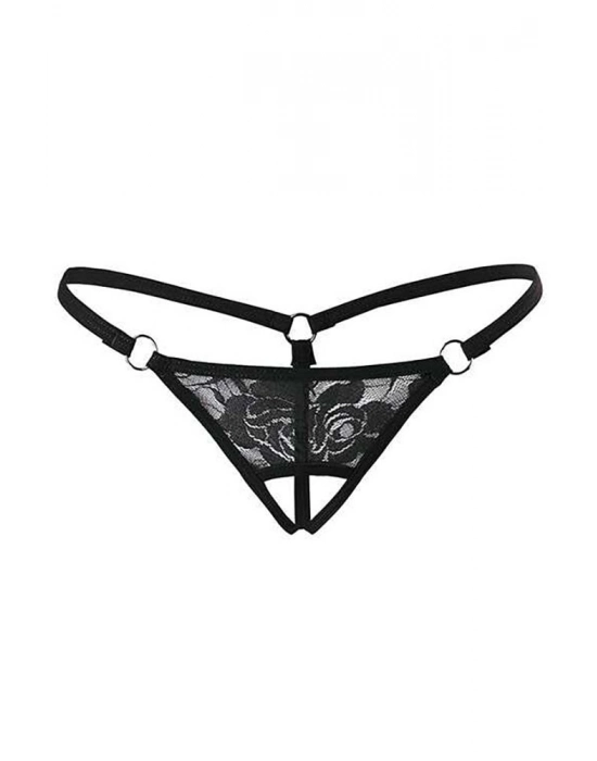 Beruflic Siyah Dantelli Özel Bölgesi Açık G-string Brf1167