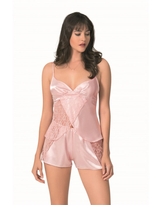 Beruflic  Somon Saten Babydoll Şort Takımı