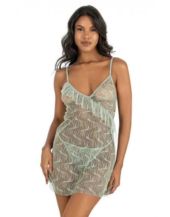 Beruflic Su Yeşili Kısa Tül Gecelik 4221