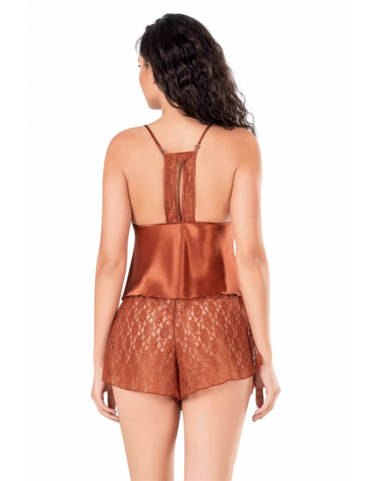 Beruflic  Tarçın Saten Babydoll Şort Takımı