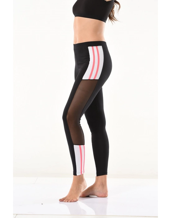 Beruflic Transparan Detaylı Şeritli Kadın Tayt 0584