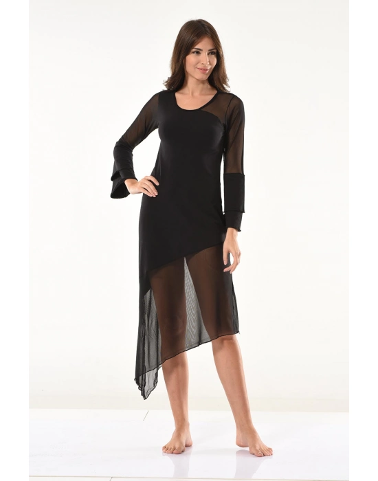 Beruflic Transparan Detaylı Uzun Elbise 958