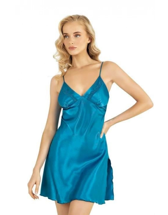 Beruflic Turkuaz Kısa Saten Gecelik 8211