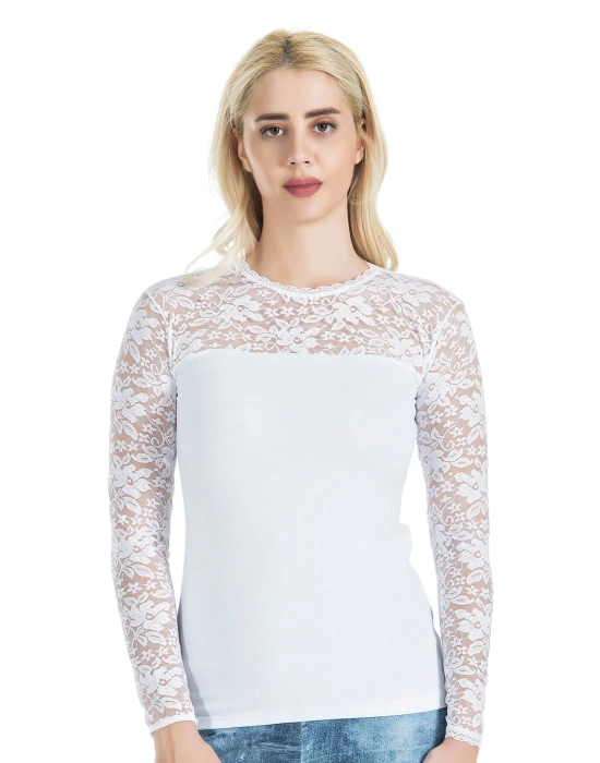 Beruflic Uzun Kol Dantelli Kadın Tişört 243