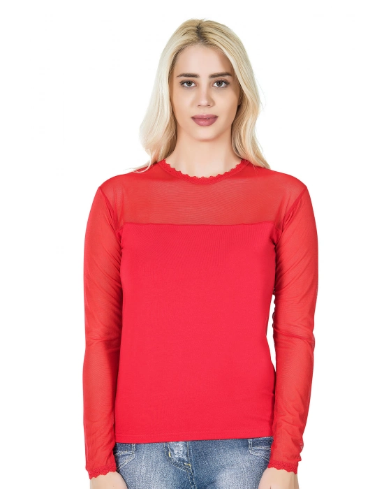 Beruflic Uzun Kol Transparan Yaka Kadın Tişört 293