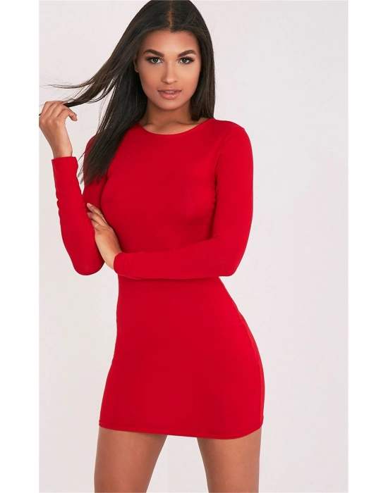 Beruflic Uzun Kollu Mini Kırmızı Elbise