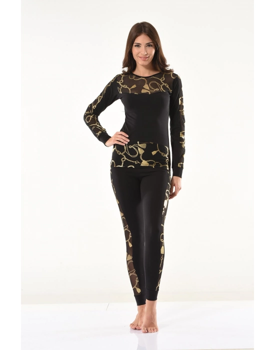 Beruflic Varaklı Transparan Detaylı Tayt Takım 1130