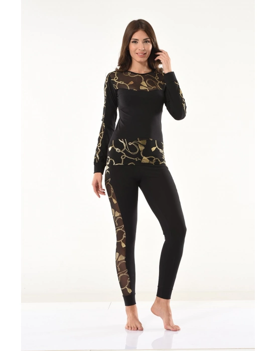 Beruflic Varaklı Transparan Detaylı Tayt Takım 1130