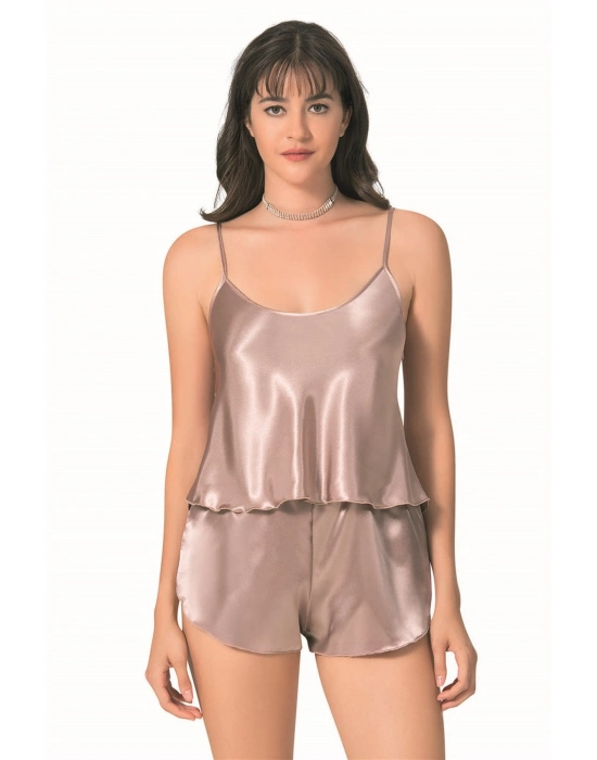 Beruflic  Vizon Saten Babydoll Şort Takımı