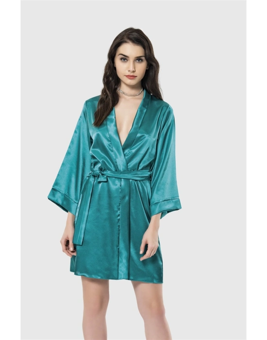 Beruflic  Zümrüt Kısa Saten Sabahlık