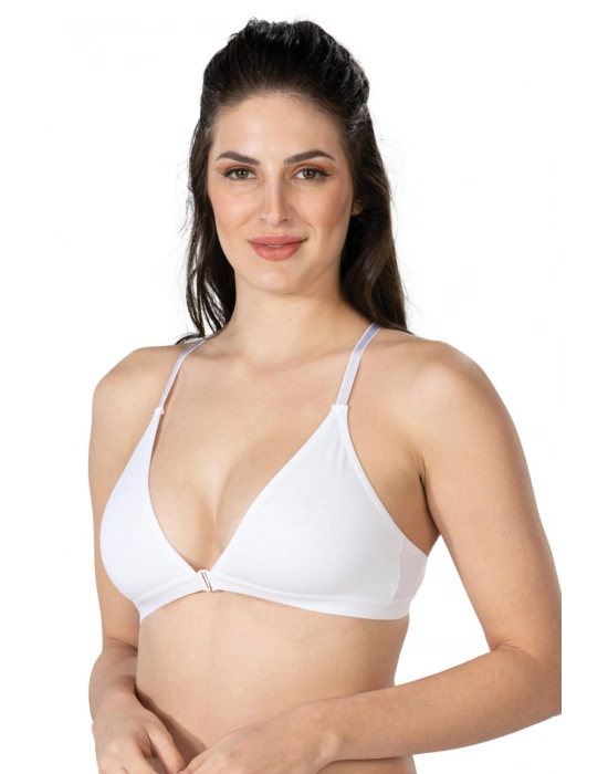 Beyaz Mı Emay 1416 Modal Cotton Önden Açmalı Sporcu Sütyen