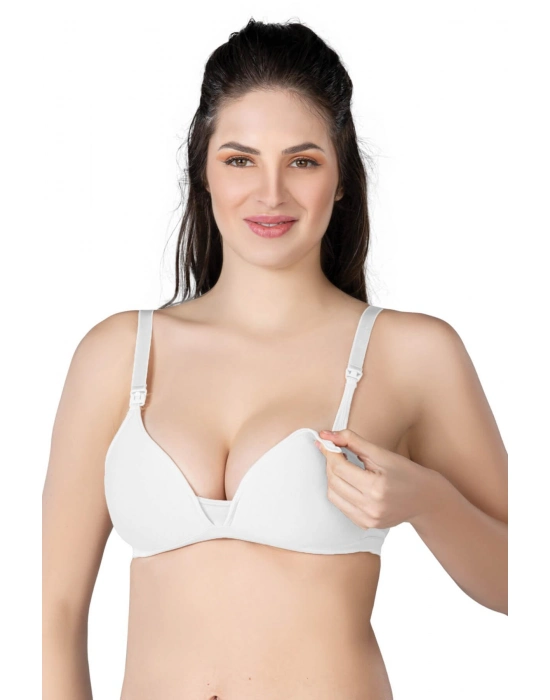 Beyaz Mı Emay 1422 Modal Cotton Kaplı Emzirme Sütyen