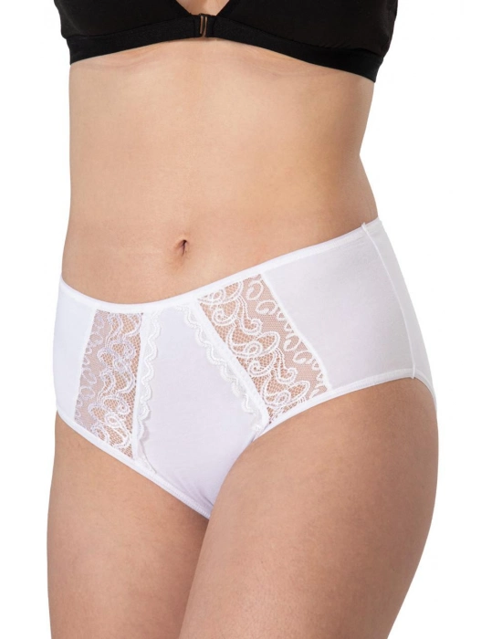 Beyaz Mı Emay 1445 Modal Cotton Yüksekbel Dantelli Külot