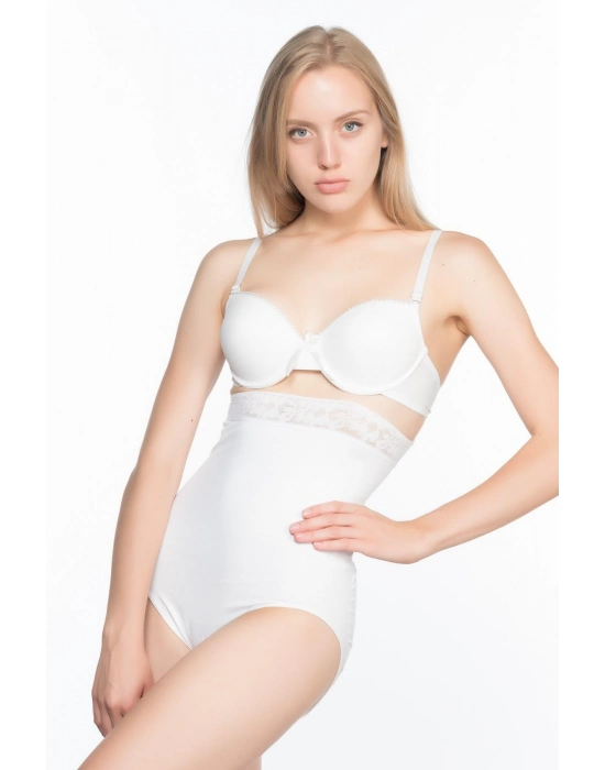 Beyaz Mı Emay 2028 Dantelli Yüksek Bel Slip Korse